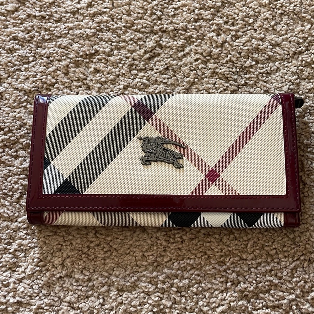Authentic Burberry Maroon and Beige Wallet